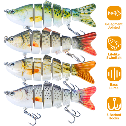 4Pcs 10cm/20g Bass Fishing Lure 6 Segment Multi
