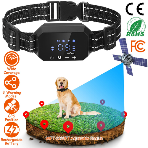 Wireless GPS Dog Fence Rechargeable Waterproof Electric Dog