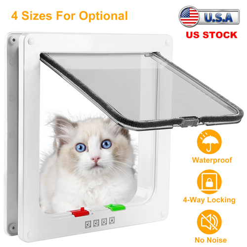Cat Door Pet Gate 4 Way Locking Flap Door Quiet 