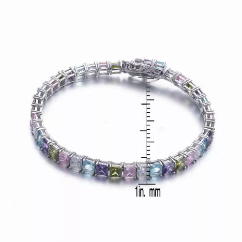 Collette Z Sterling Silver Cubic Zirconia Princess-cut 5 MM Tennis Bracelet
