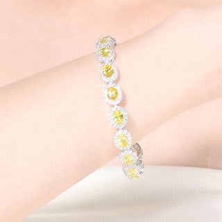 Collette Z Sterling Silver Cubic Zirconia Yellow Oval Shape Bracelet
