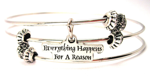 Everything Happens For A Reason Triple Style Bangle Bracelet
