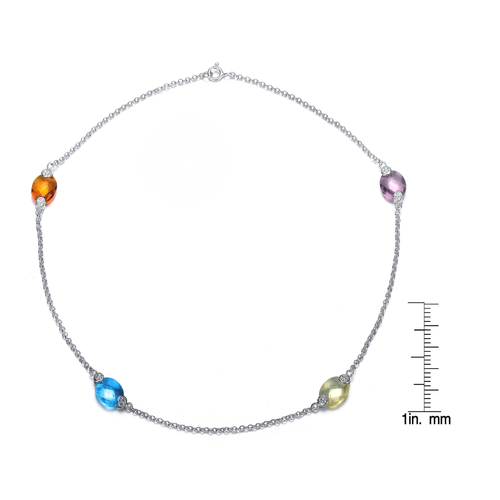 Collette Z Sterling Silver With Four Coloured Stones Necklace