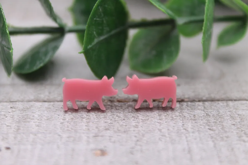 Pink Piglets || Stud Earrings || Hypoallergenic
