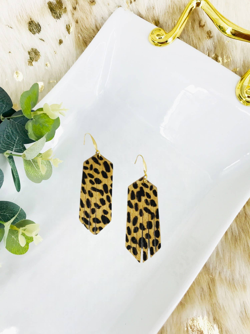 Hair On Fringe Cheetah Leather Earrings 