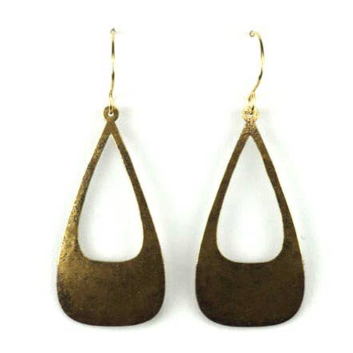 Long Drop Shape with Cutout - Brass