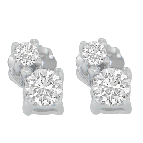 14 Karat White Gold 1/2 Carat Total Diamond Weight Round Cut Diamond Earrings 