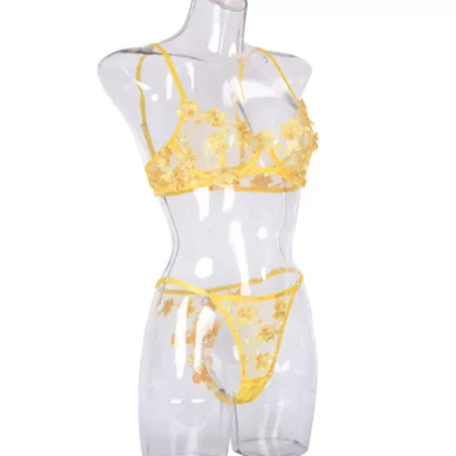 La Belle Fantastique Daisy Embroidery Sexy Lingerie (2 Piece Set)