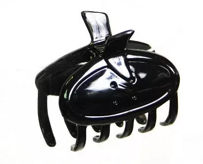 Sewn Button Hair Claw Black
