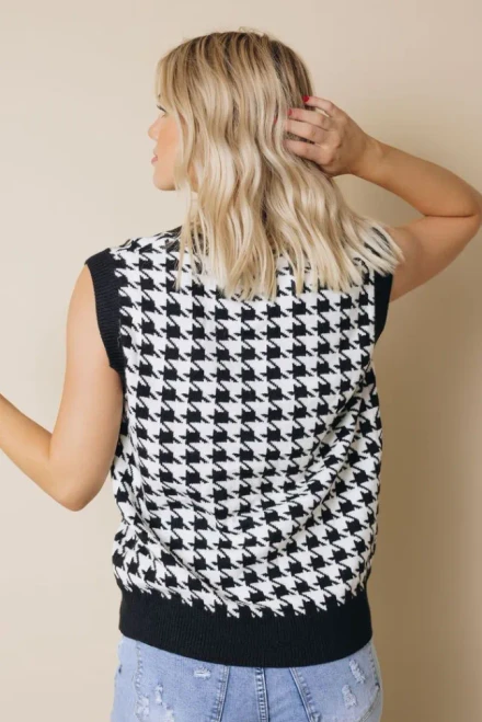 Houndstooth Vest Cardigan