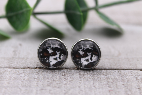 Cow Hide Mix || Glass Stud Earrings || Hypoallergenic