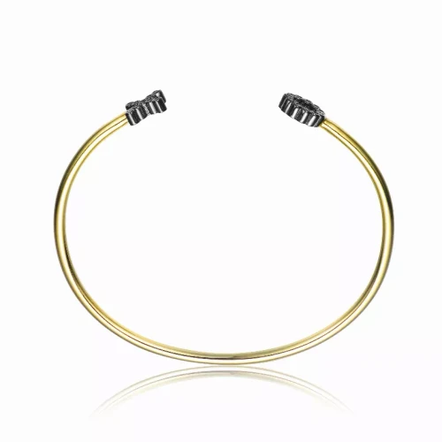 Collette Z Sterling Silver Cubic Zirconia Bangle Bracelet With Accented Ends