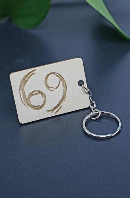 Wood Engraved Cancer Keychain