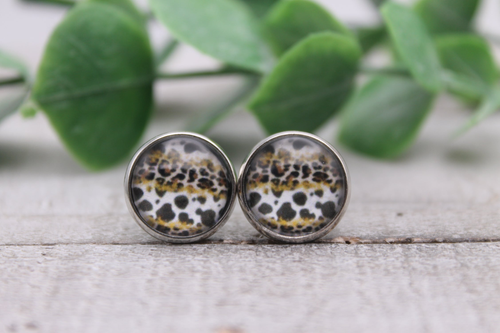 Cow & Leopard Brushstrokes || Glass Stud Earrings || Hypoallergenic