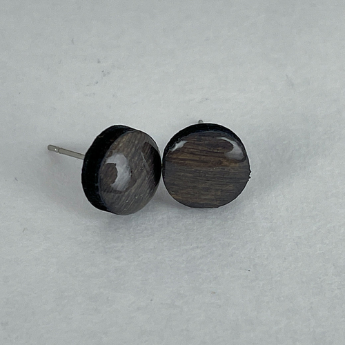 Small - Iron Earth - Handmade Stud Wooden Earrings - Minimalistic Circl