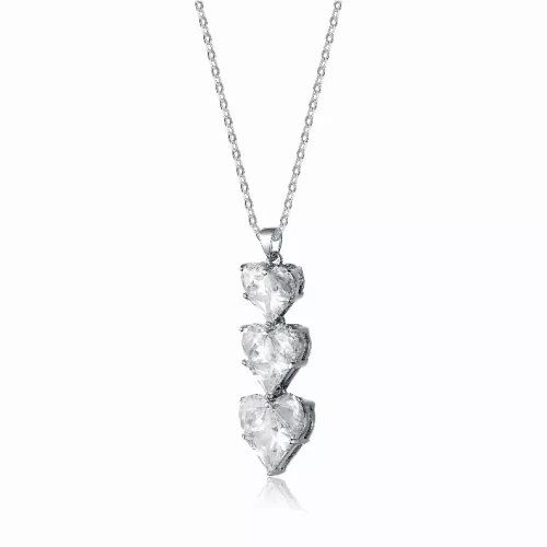 Collette Z Sterling Silver Cubic Zirconia Triple Heart Necklace