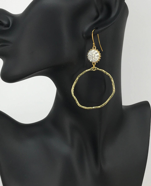 Rhinestone & Hoop Pendant Earrings 