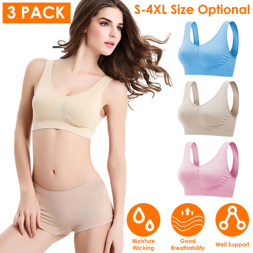 3 Pack Sport Bras For Women Seamless Wire-free Bra 