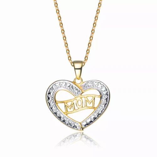 Collette Z Goldplated Sterling Silver Cubic Zirconia Heart Shape 'MOM' Necklace