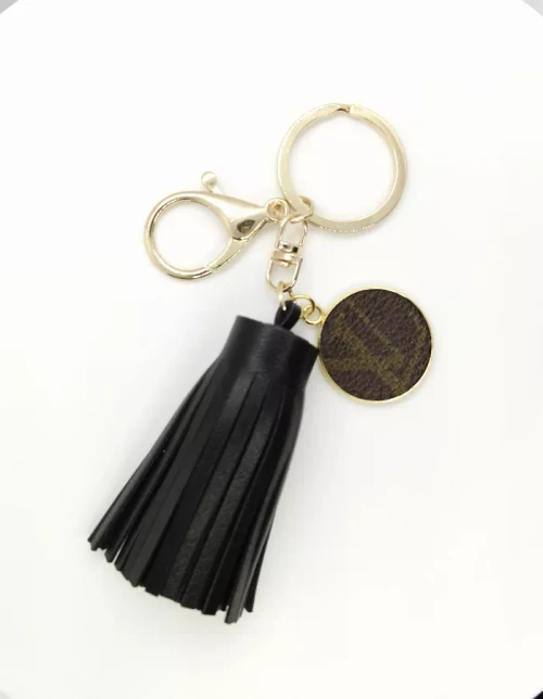LV Again - Black Keychain Tassel With LV Charm