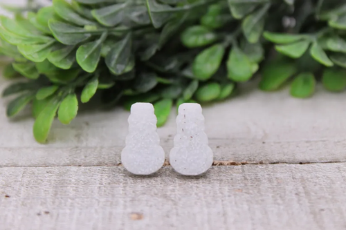 White Confetti Snowman || Stud Earrings