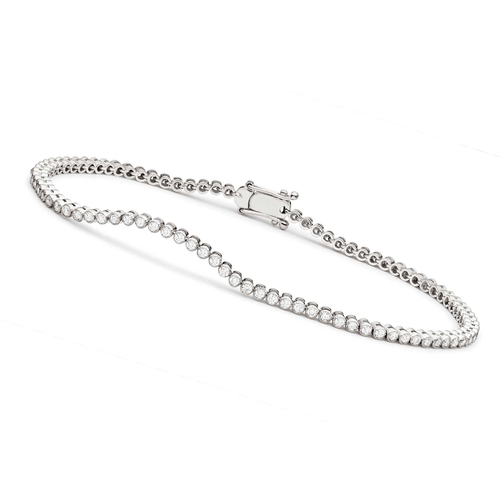 Collette Z Rhodium Plated Clear Round Cubic Zirconia 3MM Bezel Set Tennis Bracelet