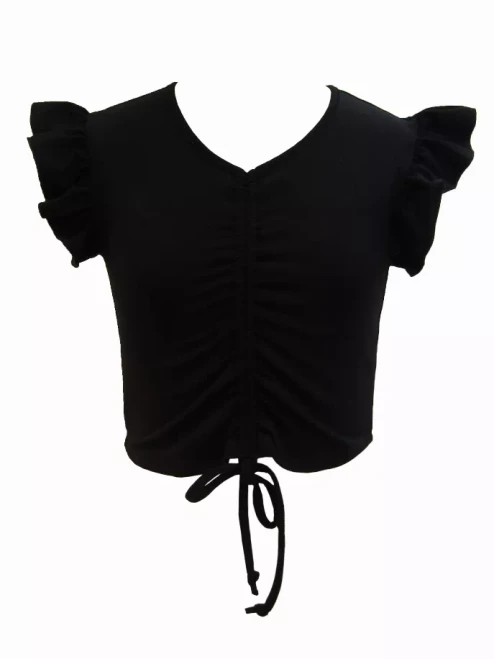 Basics Ruffle Sleeves Ruched Top