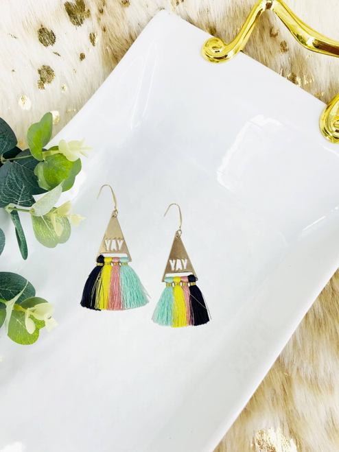 Multi-Color Tassel Pendant Earrings 
