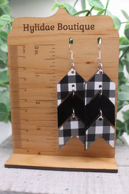 Plaid Arrows - Black and White || Dangle Earrings