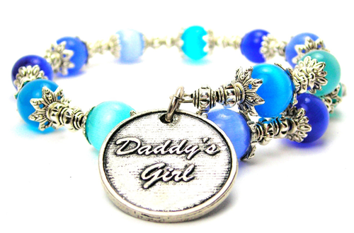 Daddy's Girl Cat's Eye Beaded Wrap Bracelet