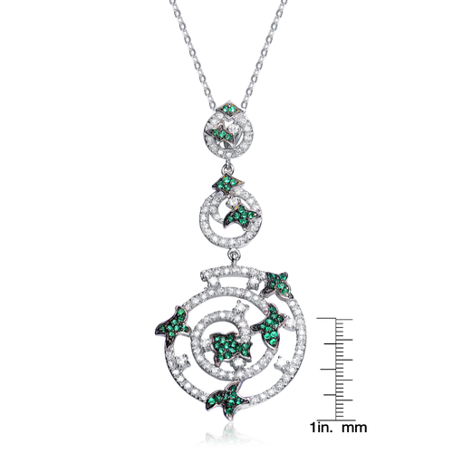 Collette Z Sterling Silver White Cubic Zirconia and Green Cubic Zirconia Pendant