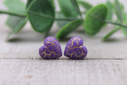 Crackle Hearts Stud Earrings