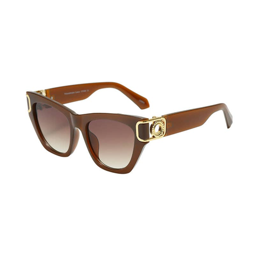 Large Cateye Design with Brilliant Gold Color Accent Arms