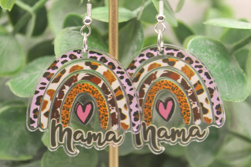 MAMA Leopard & Cow Rainbow Resin Dangle Earrings