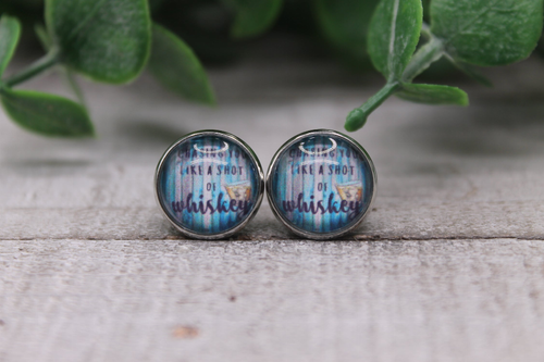 Shot of Whiskey  Glass Stud Earrings