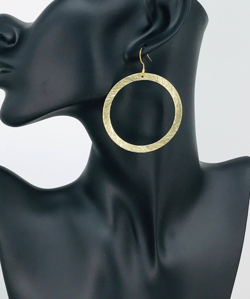 Brushed Hoop Pendant Earrings 