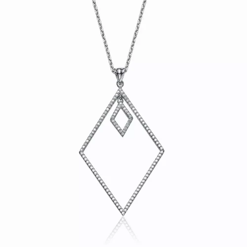 Collette Z Sterling Silver Cubic Zirconia Open Diamond Shape Necklace