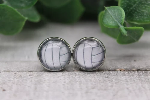 Volleyball  Glass Stud Earrings