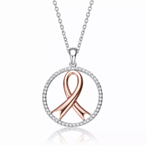 Collette Z Sterling Silver Two Tone with Clear Cubic Zirconia Loop Necklace