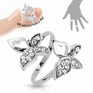 Adjustable Crystal Butterfly Ring