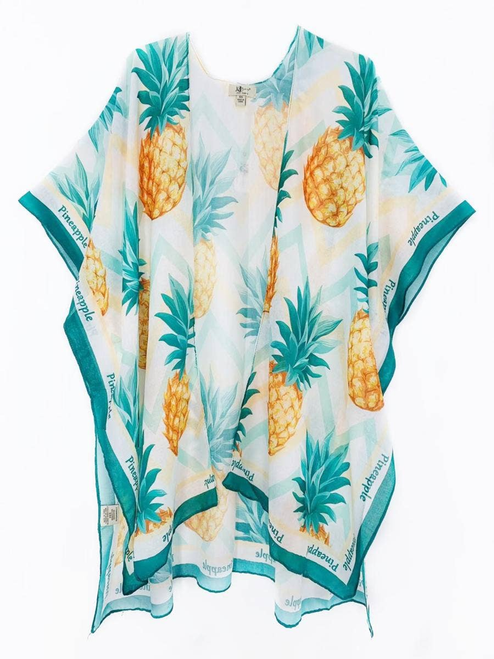 Golden Pineapple Border Accent Kimono