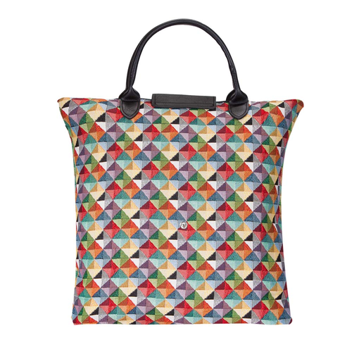 Multicolor Triangle Foldaway Grocery Bag