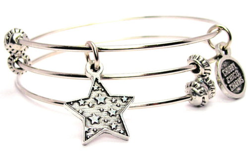 Stars In A Star Triple Style Bangle Bracelet