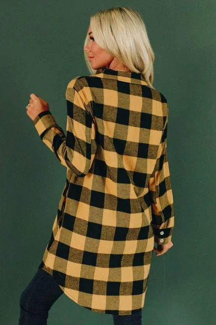 Let's Be Friends Plaid Button Tunic