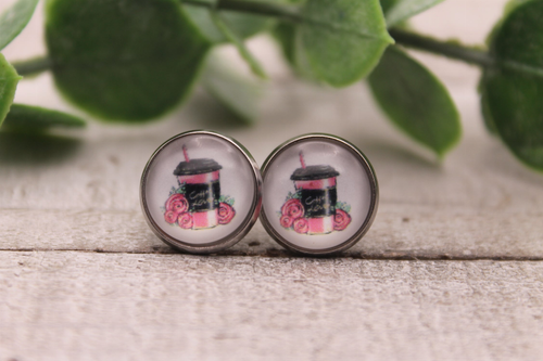 Coffee Lover  Glass Stud Earrings