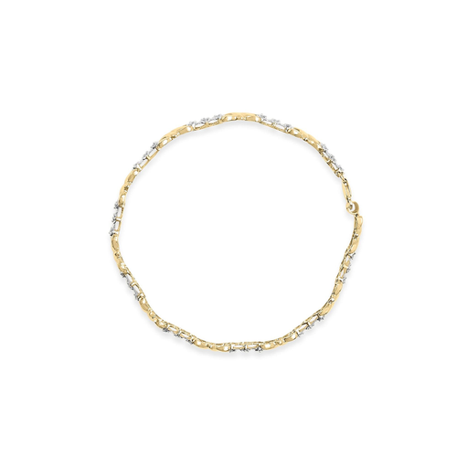 10k Yellow Gold 1/3 Cttw Diamond 3 Stone and X-Link Bracelet (I-J Color, I1-I2 Clarity) - 7.50" Inches