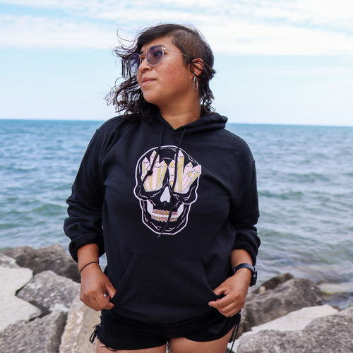 Skull Hoodie with Color Crystals
