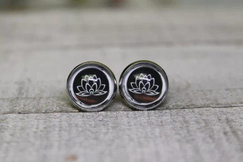 Lotus Flower  Glass Stud Earrings