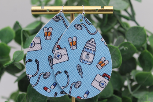Medical Teardrop Faux Leather Earrings | Hypoallergenic