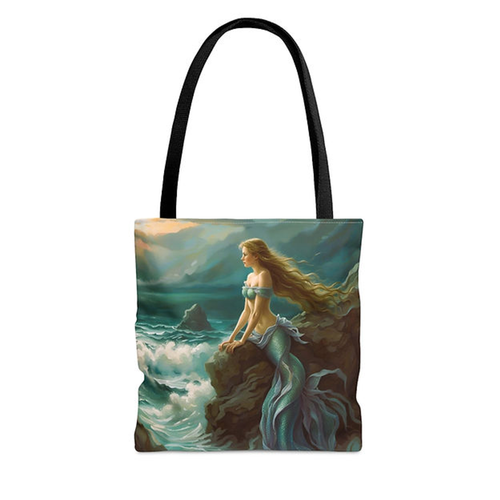 Mystic Sea Mermaid Inspired  Tote Bags by Fantasia Moon 